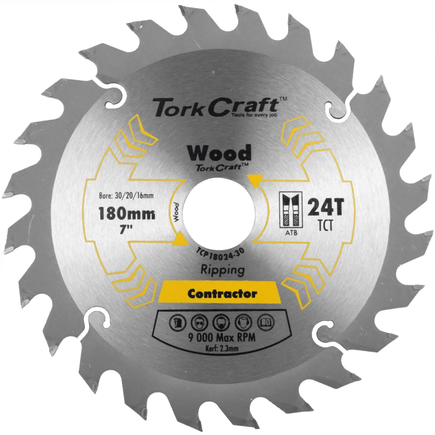 TCP18024-30.webp BLADE CONTRACTOR 180 X 24T 30/20/16 CIRCULAR SAW TCT - Image 1