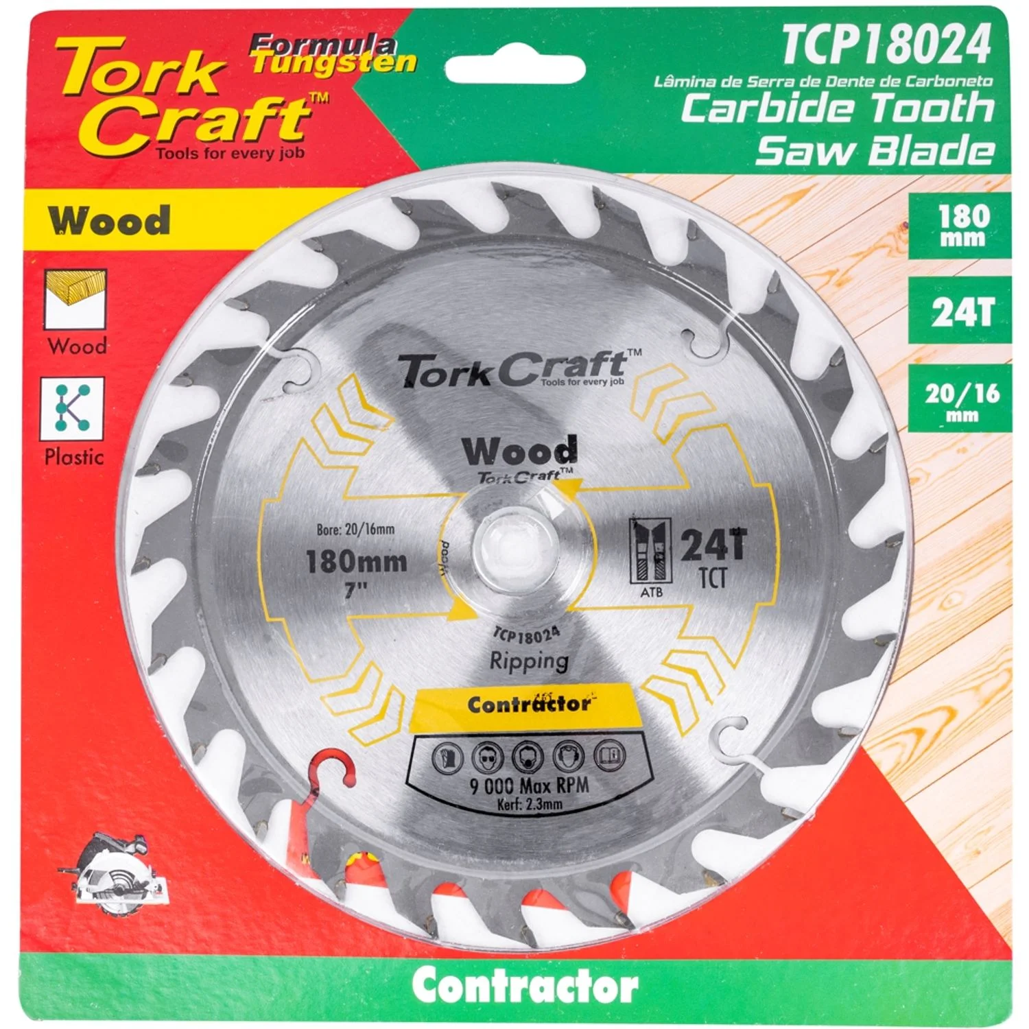 TCP18024.webp BLADE CONTRACTOR 180 X 24T 20/16 CIRCULAR SAW TCT - Image 1