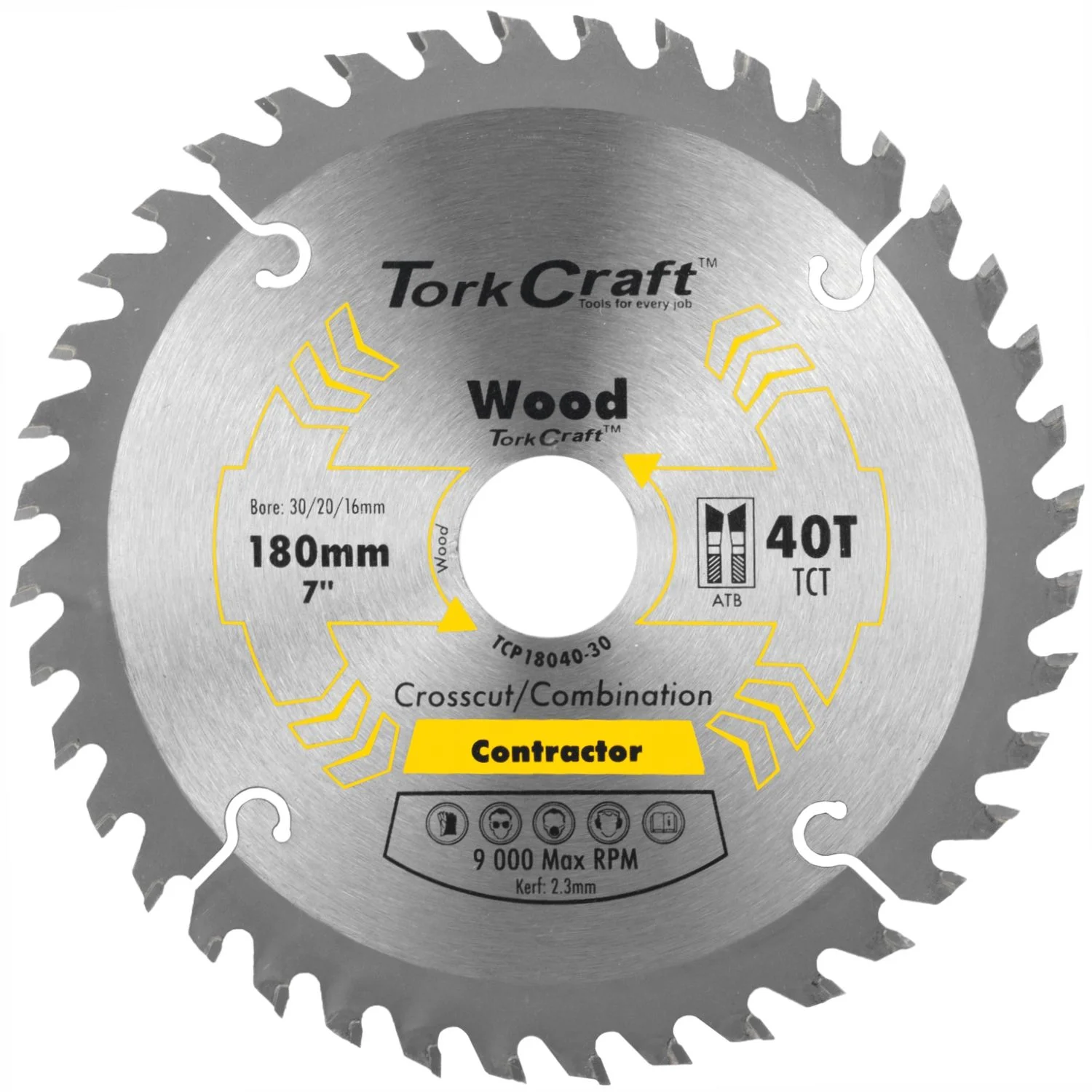 TCP18040-30.webp BLADE CONTRACTOR 180 X 40T 30/20/16 CIRCULAR SAW TCT - Image 1