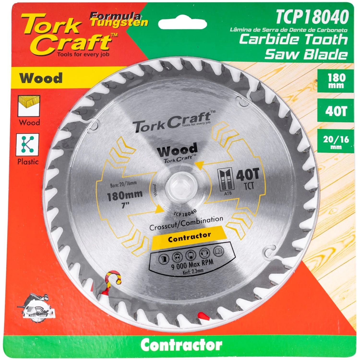 TCP18040.webp BLADE CONTRACTOR 180 X 40T 20/16 CIRCULAR SAW TCT - Image 1