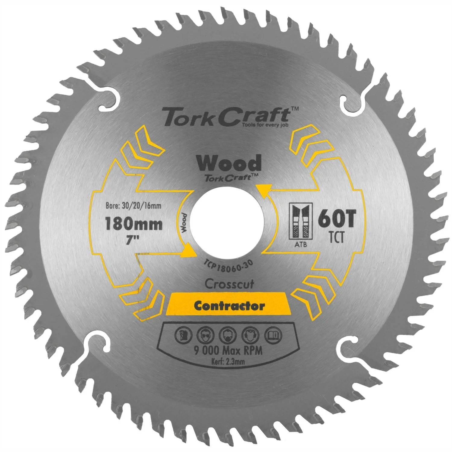 TCP18060-30.webp BLADE CONTRACTOR 180 X 60T 30/20/16 CIRCULAR SAW TCT - Image 1