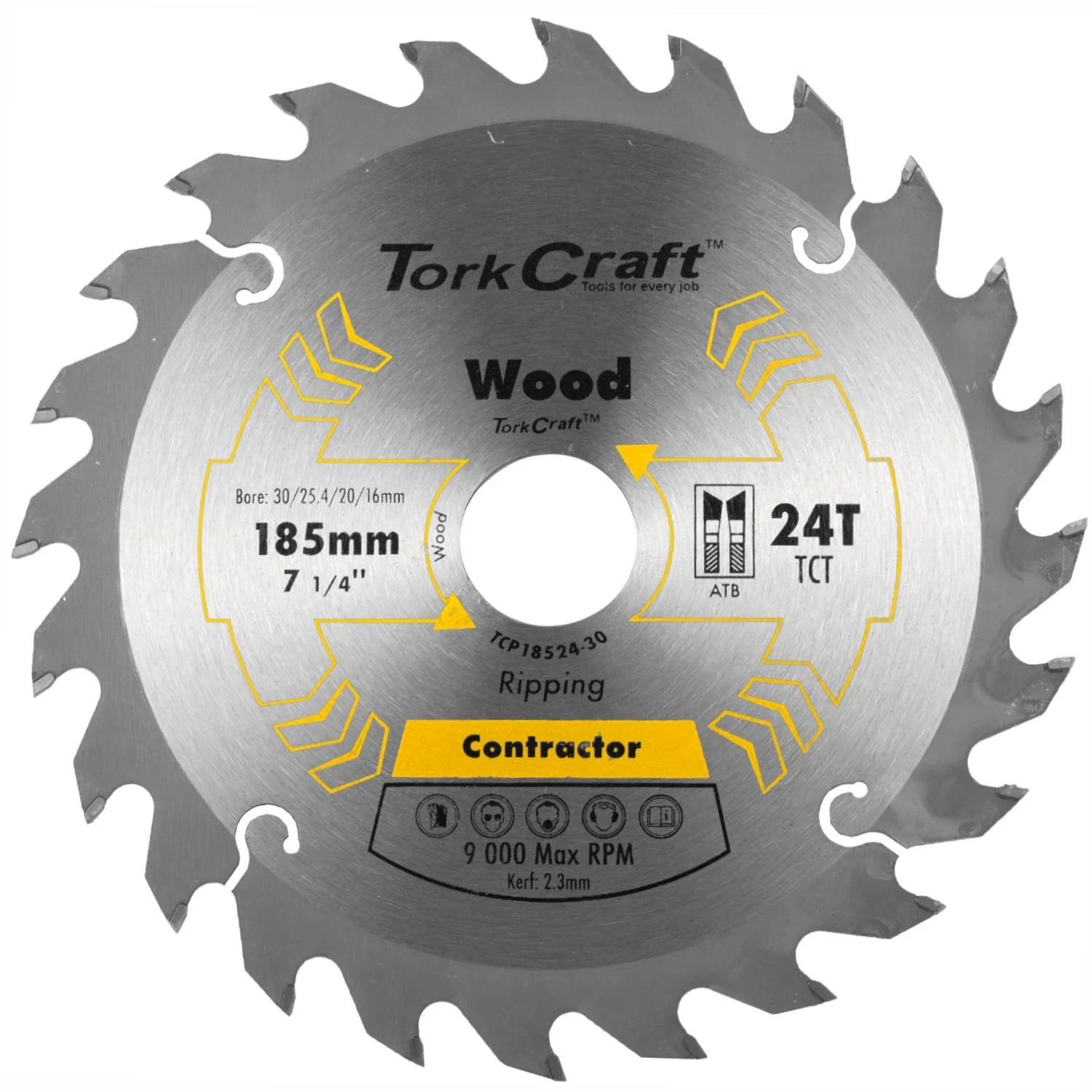 TCP18524-30.webp BLADE CONTRACTOR 185 X 24T 30/20/16/1 CIRCULAR SAW TCT - Image 1