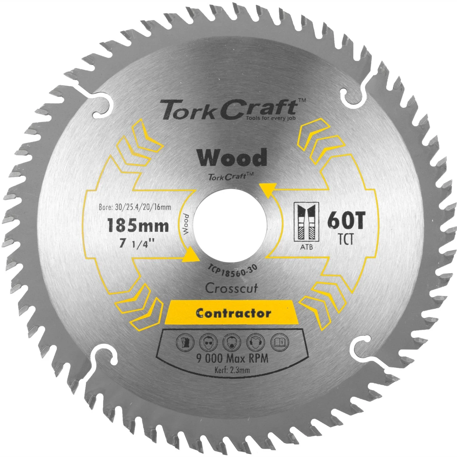 TCP18560-30.webp BLADE CONTRACTOR 185X60T 30/20/16/1 CIRCULAR SAW TCT - Image 1