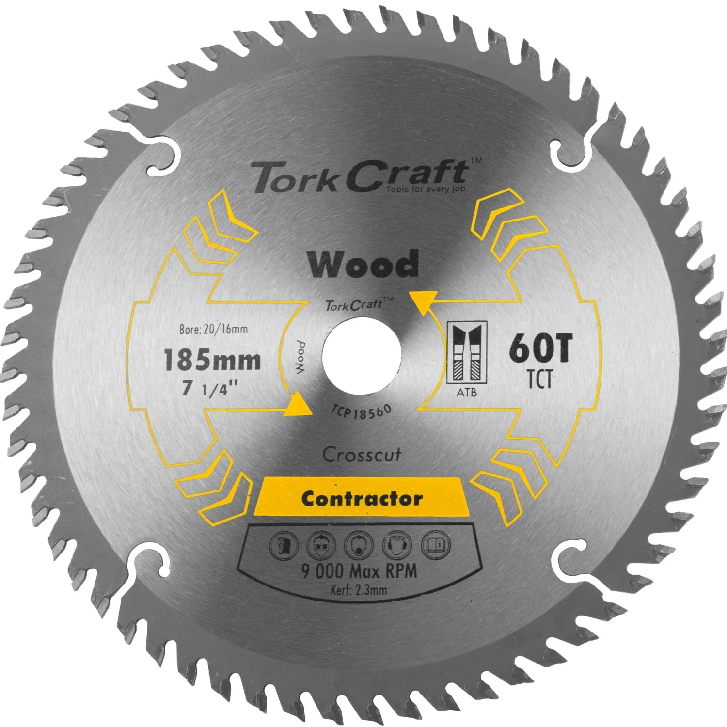 TCP18560.webp BLADE CONTRACTOR 185X60T 20/16 CIRCULAR SAW TCT - Image 1