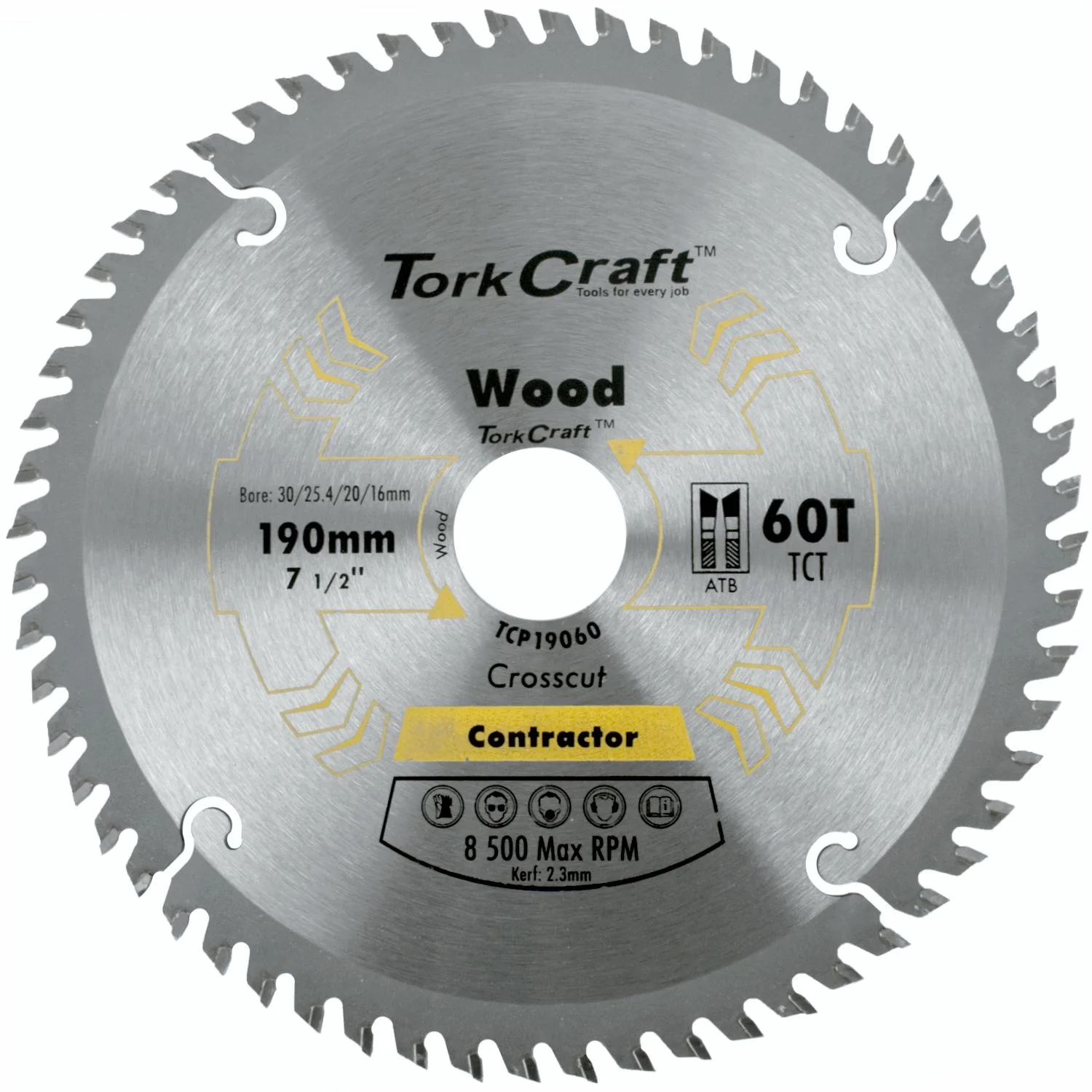 TCP19060.webp BLADE CONTRACTOR 190 X 60T 30/1/20/16 CIRCULAR SAW TCT - Image 1