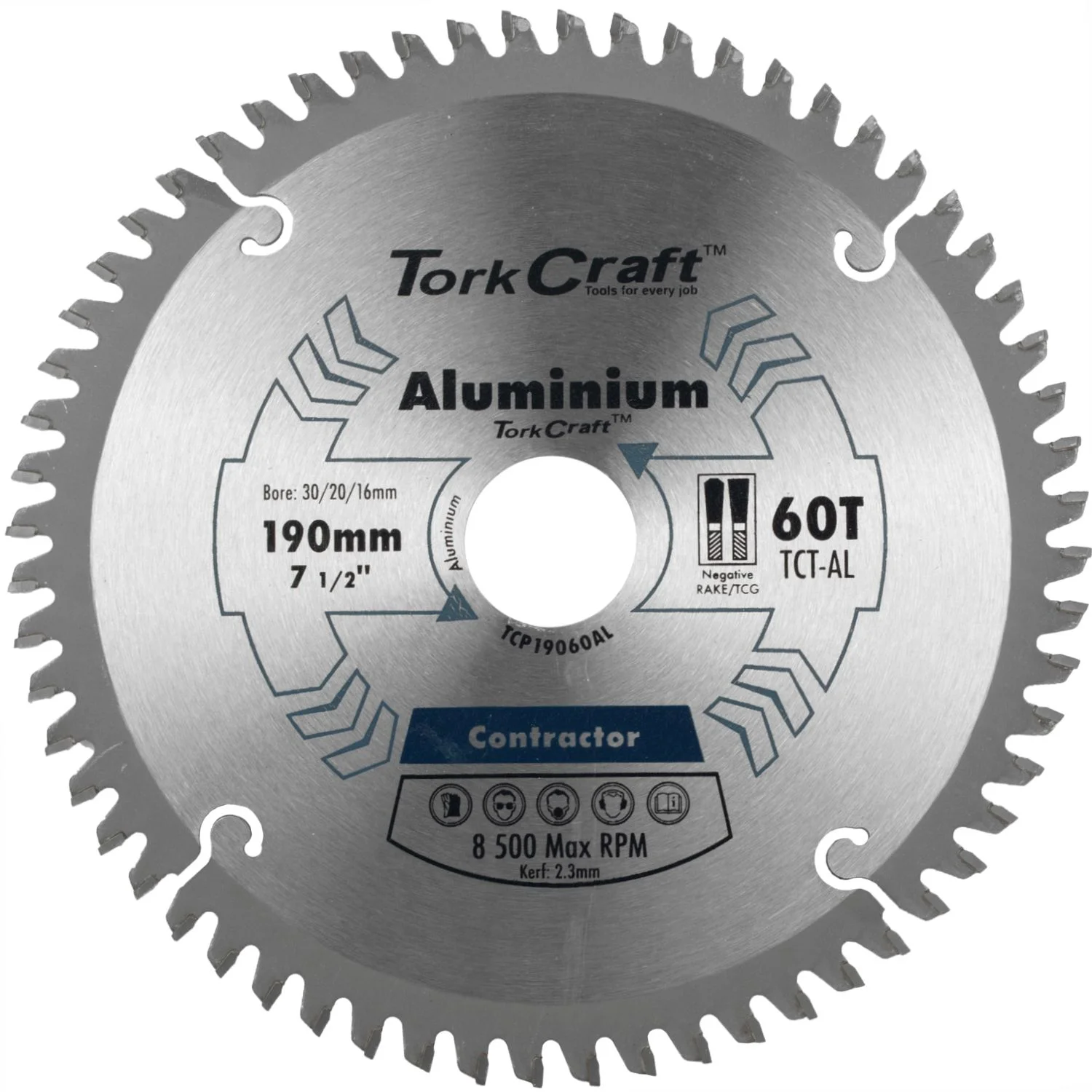 TCP19060AL.webp BLADE CONTRACTOR ALUM 190 X 60T 30/20/16 CIRCULAR SAW TCT - Image 1
