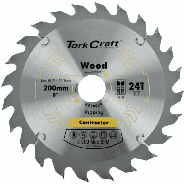 BLADE CONTRACTOR 200 X 24T 30/1/20/16 CIRCULAR SAW TCT