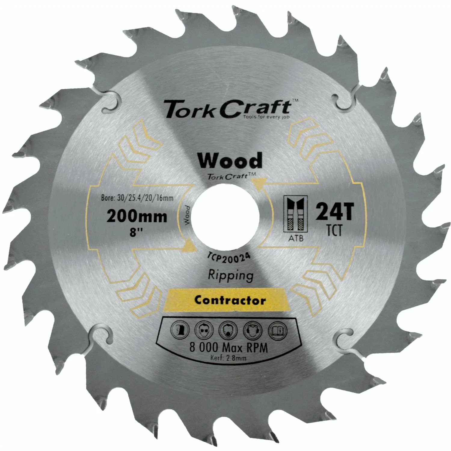 TCP20024.webp BLADE CONTRACTOR 200 X 24T 30/1/20/16 CIRCULAR SAW TCT - Image 1