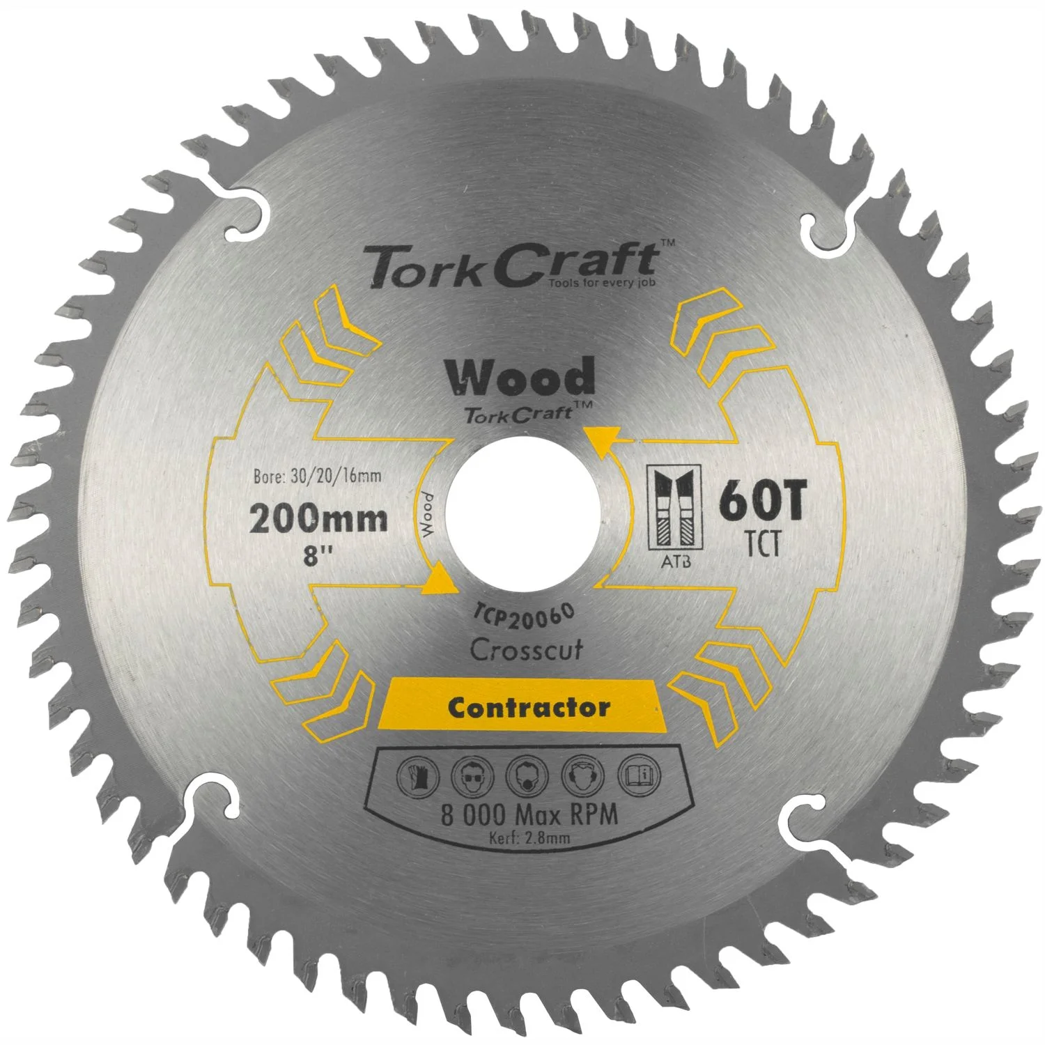 TCP20060.webp BLADE CONTRACTOR 200 X 60T 30/20/16 CIRCULAR SAW TCT - Image 1
