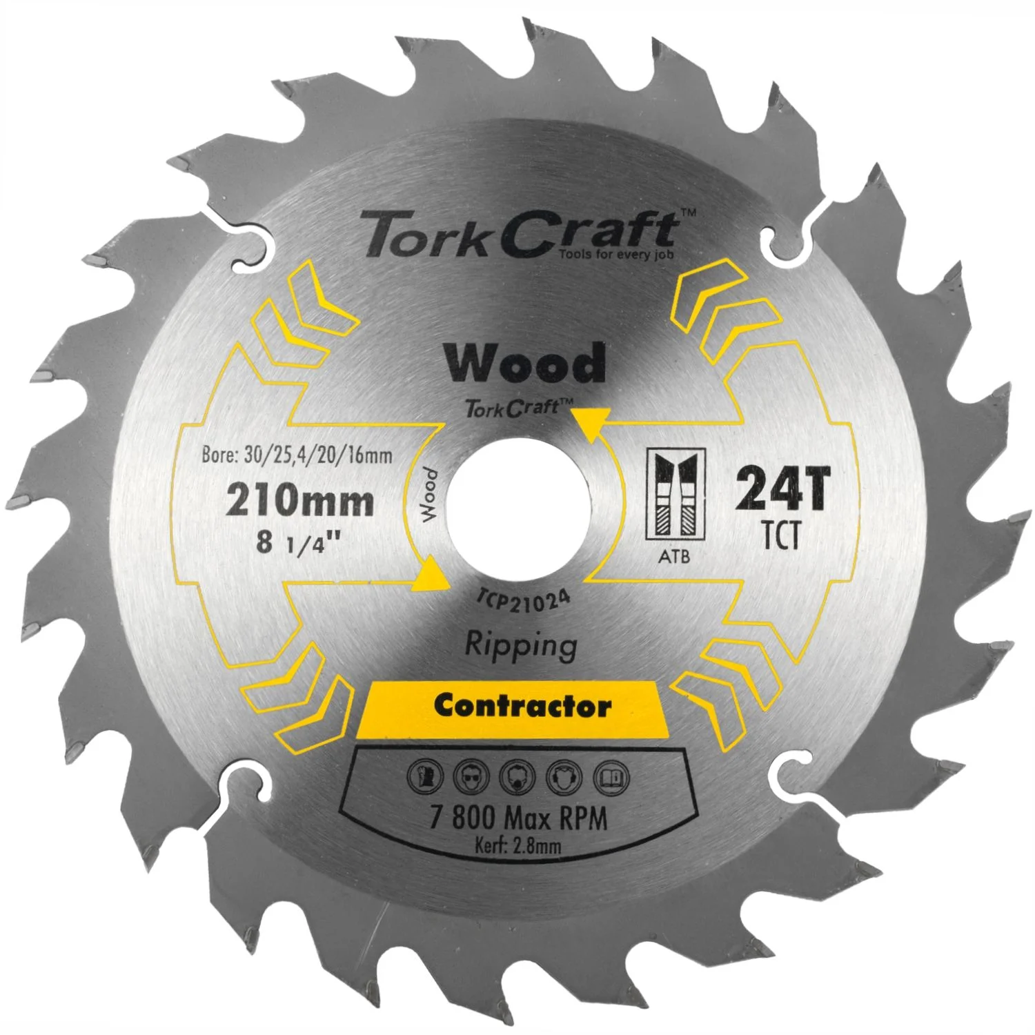 TCP21024.webp BLADE CONTRACTOR 210 X 24T 30/1/20/16 CIRCULAR SAW TCT - Image 1