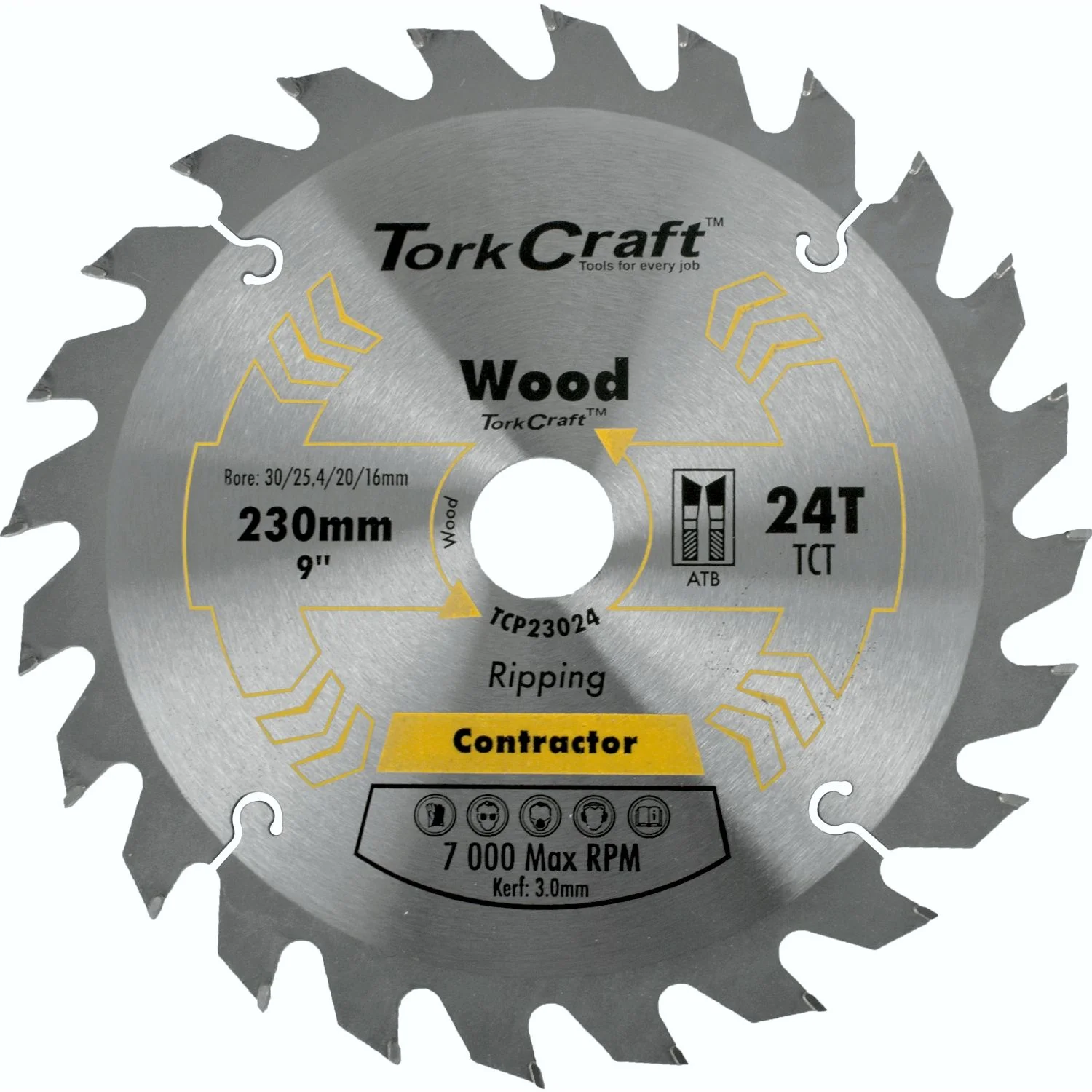 TCP23024.webp BLADE CONTRACTOR 230X24T 30/1/2 CIRCULAR SAW TCT - Image 1