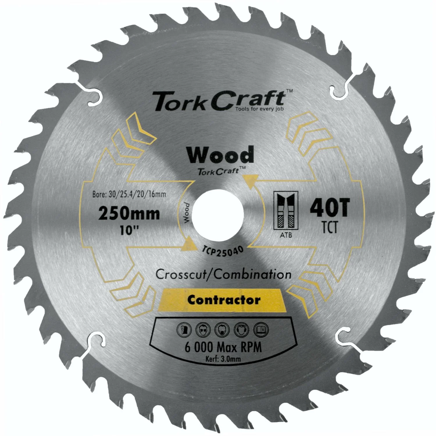 TCP25040.webp BLADE CONTRACTOR 250 X 40T 30/1/20/16 CIRCULAR SAW TCT - Image 1