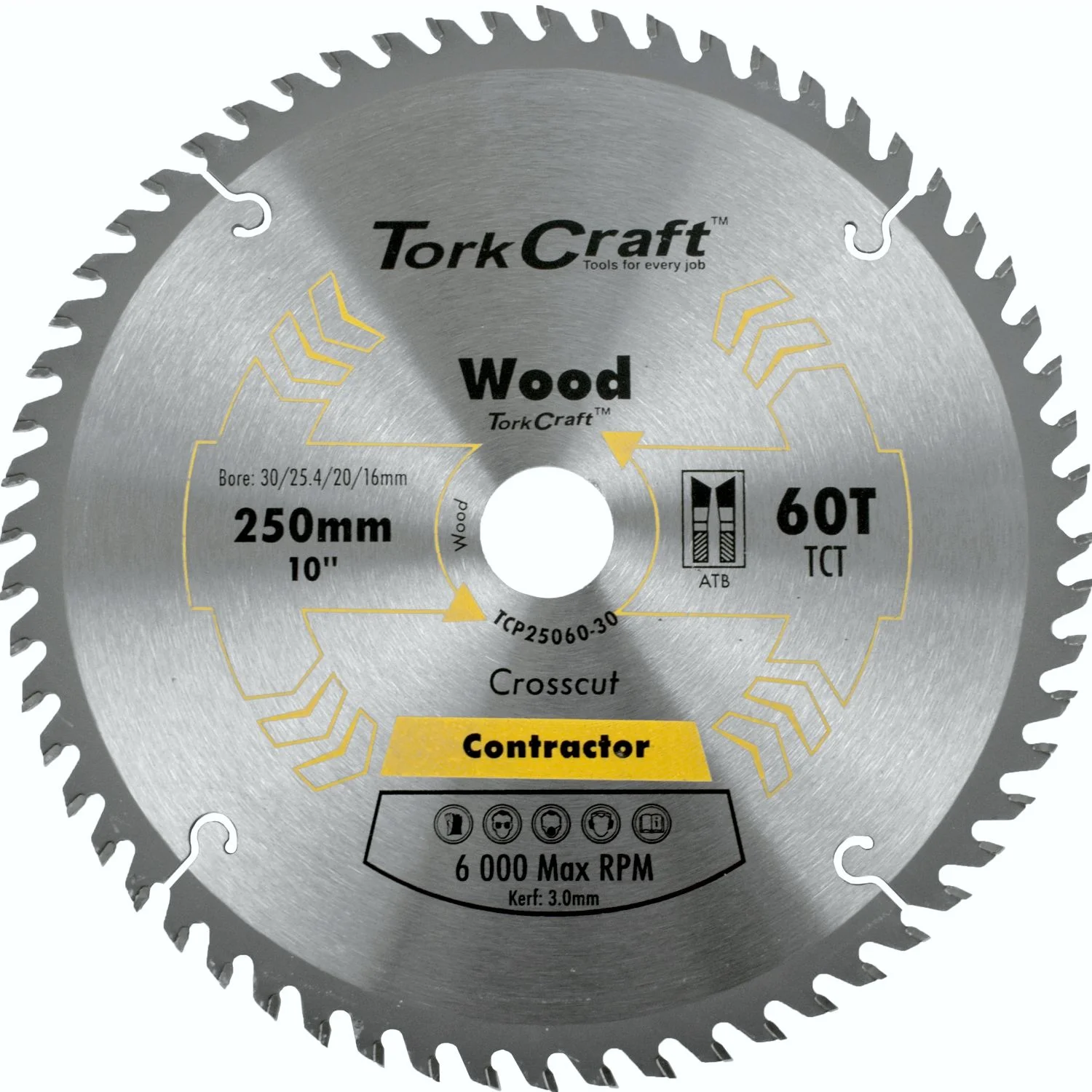 TCP25060-30.webp BLADE CONTRACTOR 250 X 60T 30/20/16 CIRCULAR SAW TCT - Image 1