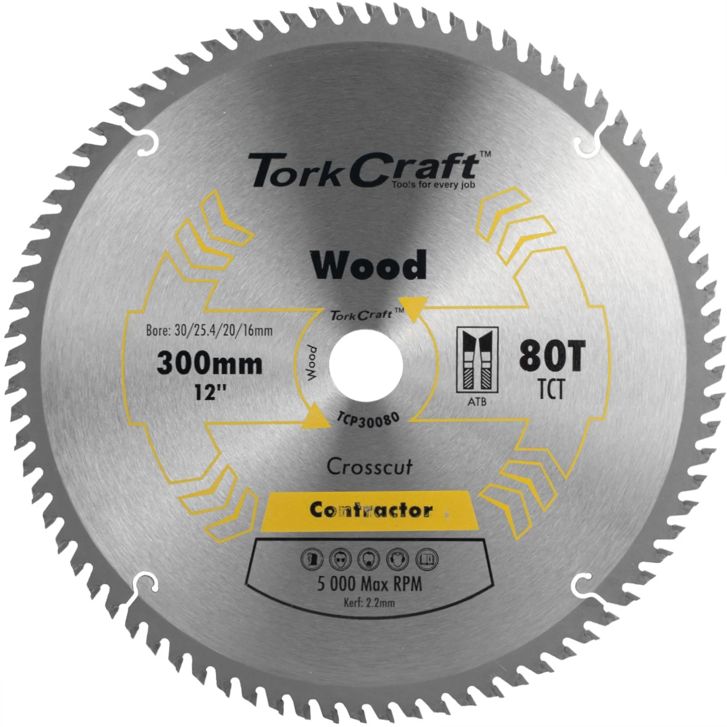 TCP30080.webp BLADE CONTRACTOR 300 X 80T 30/1/20/16 CIRCULAR SAW TCT - Image 1