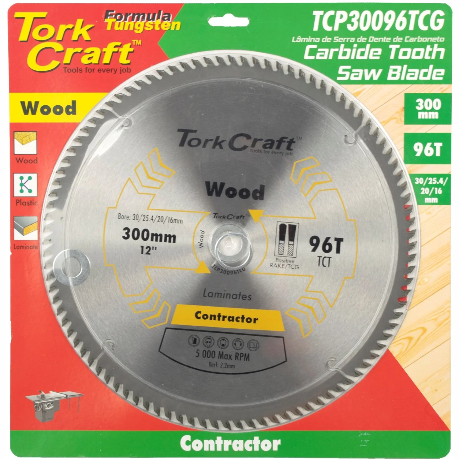 TCP30096TCG.webp BLADE CONTRACTOR 300 X 96T TCG POS.30/1/16 CIRCULAR SAW TCT - Image 1