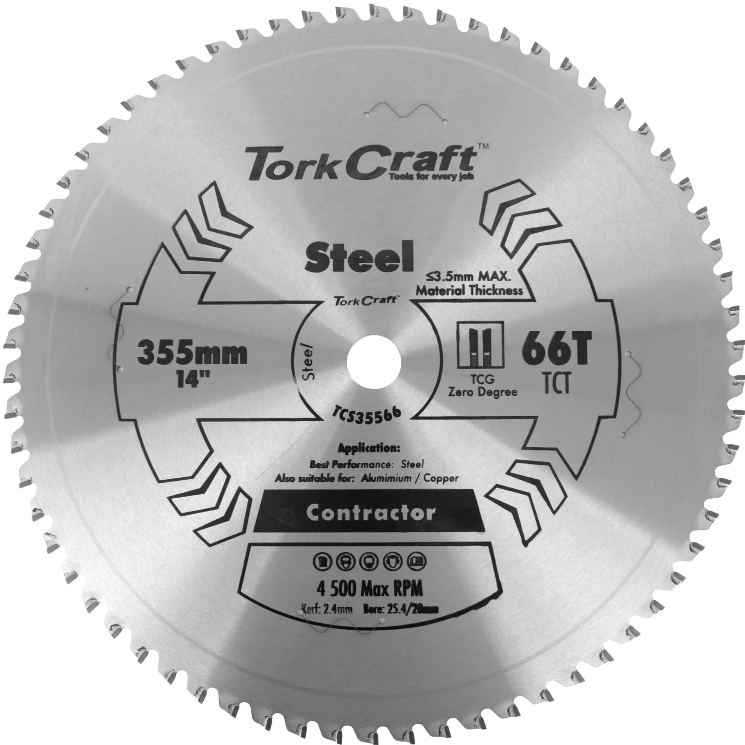 TCS35566.webp TCT BLADE STEEL CUTTING 355X66T 25.4MM - Image 1