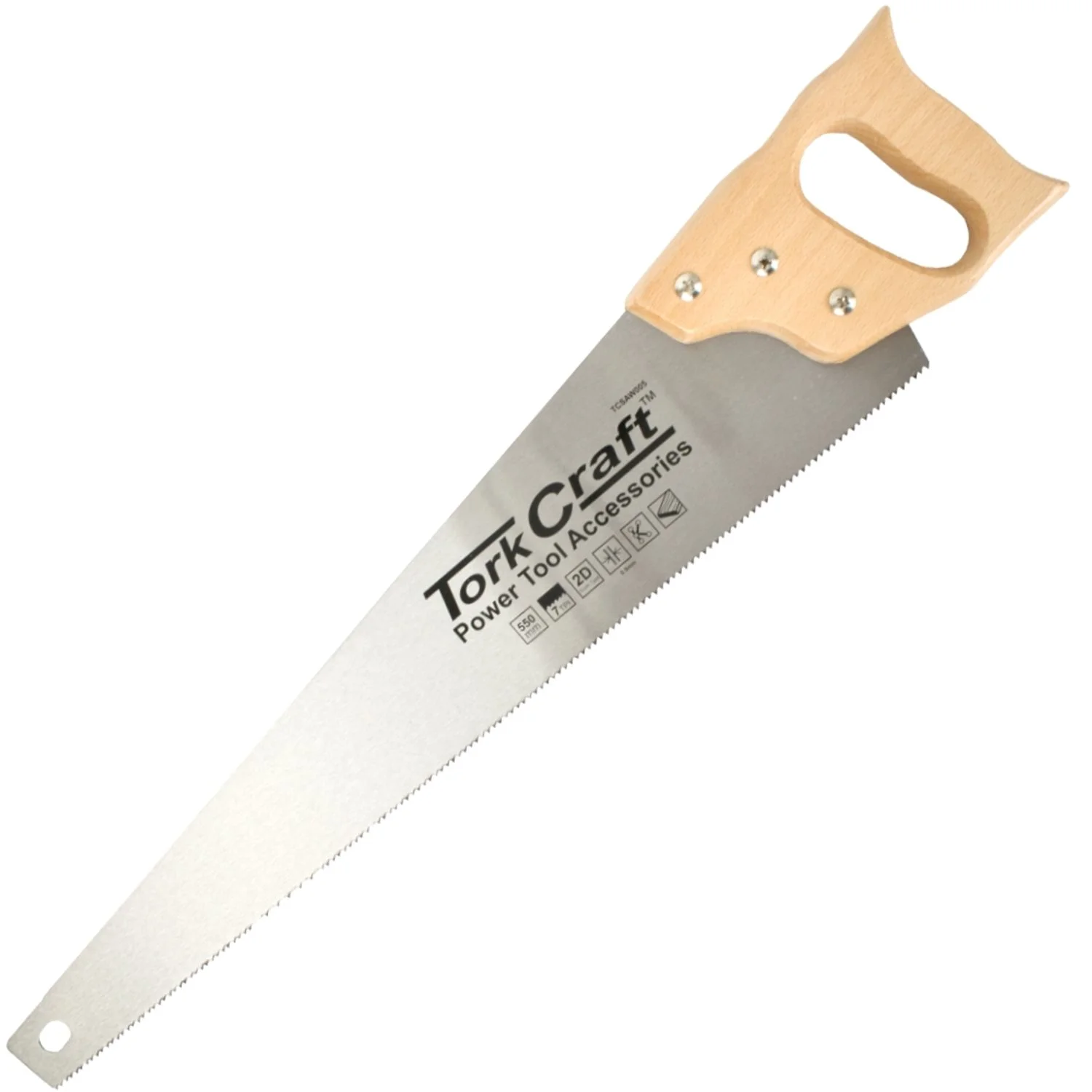 TCSAW005.webp HAND SAW 550MM 7TPI 0.9MM TEMP. BLADE WOOD HANDLE - Image 1