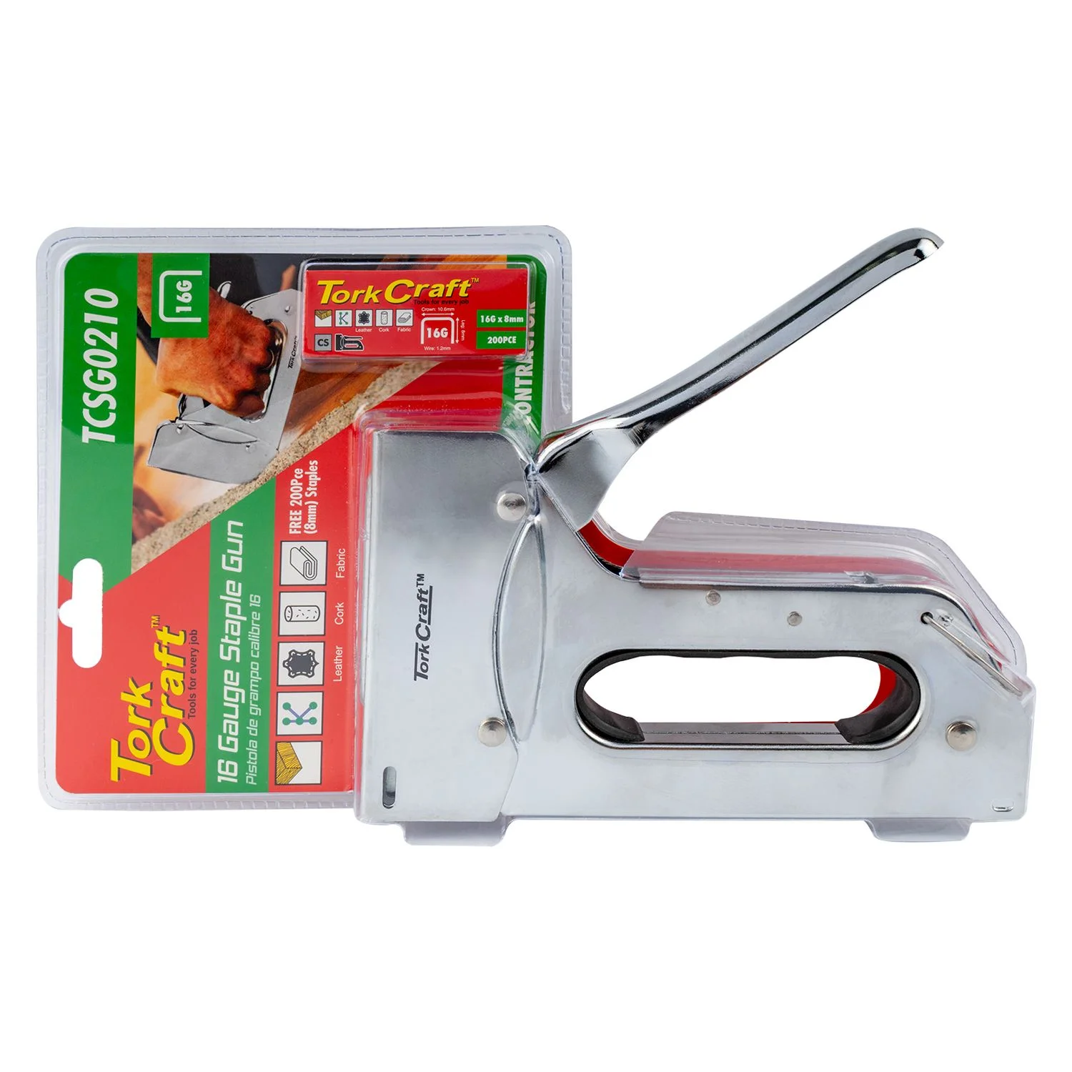 TCSG0210.webp STAPLE GUN 16G 8-12MM H/DUTY T50 WITH 200PC 1.2MMX8MM STAPLES - Image 1