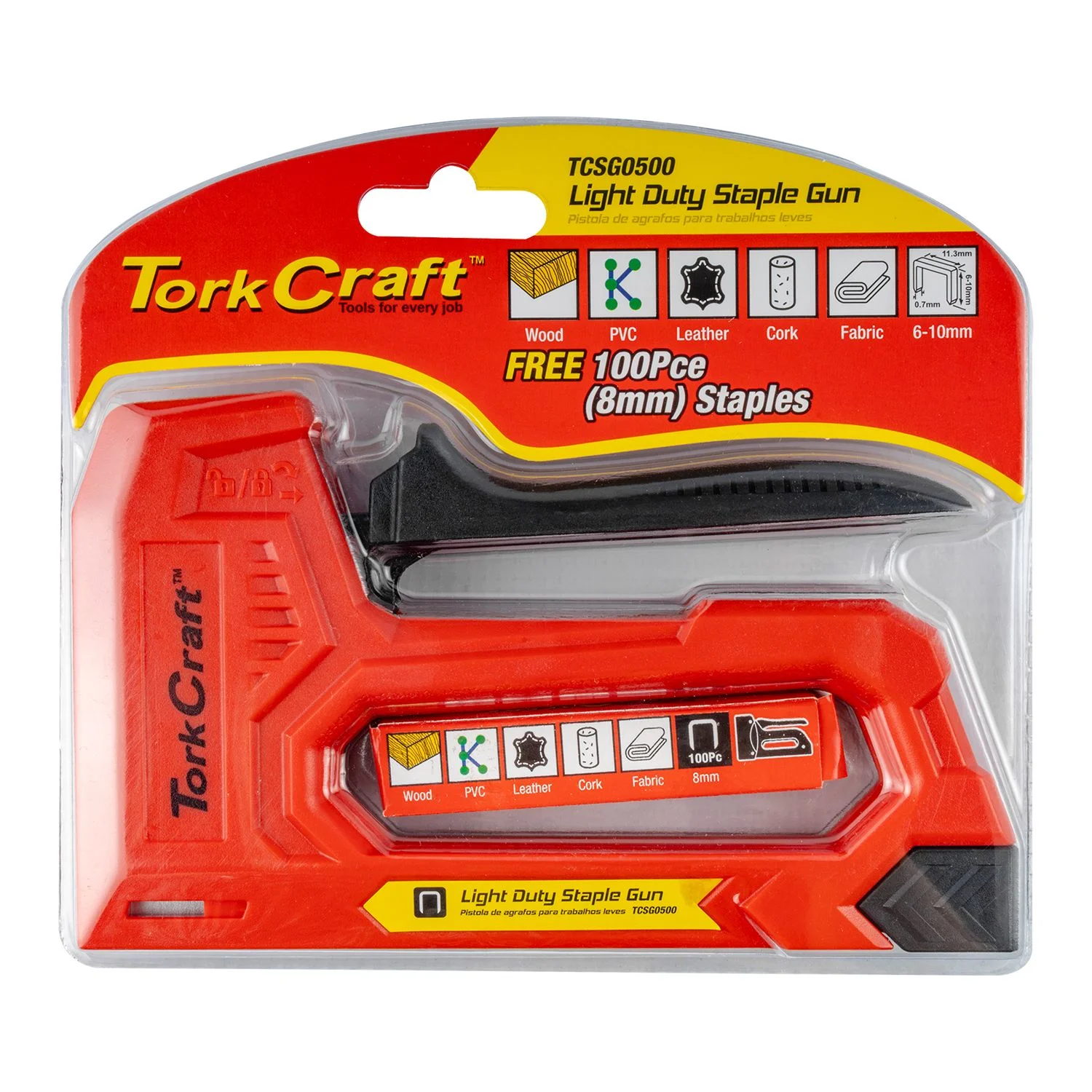 TCSG0500.webp STAPLE GUN 21G 6 - 8MM L/DUTY JT21 WITH 100PC 0.7MMX8MM - Image 1