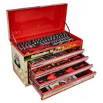 TOP TOOL BOX 254PC 4 DRAWER 660X310X380MM PRO TOOL BOX BAKKIES XL
