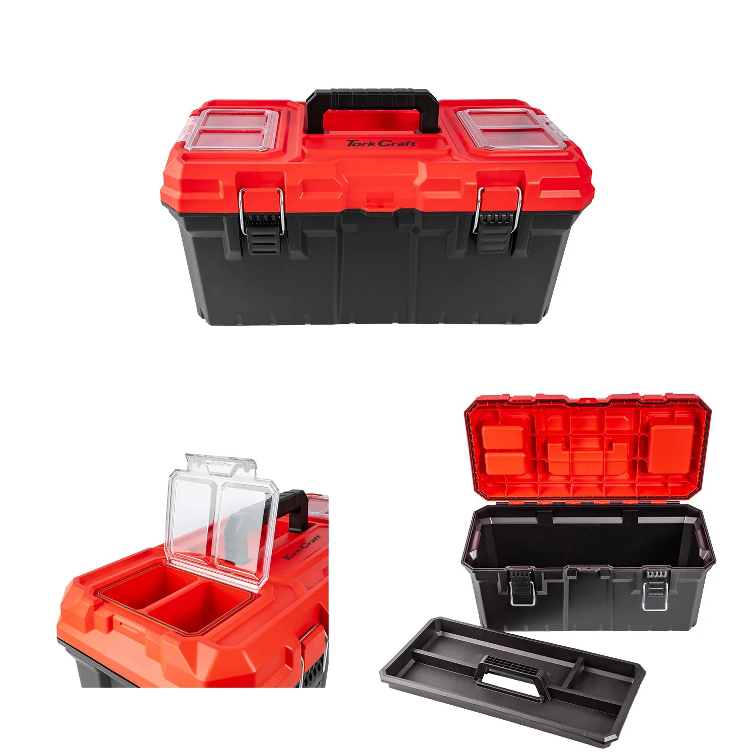 TCTB300.webp HEAVY DUTY PLASTIC TOOL BOX WITH ORGANIZER RED/BLACK 415MM - Image 1