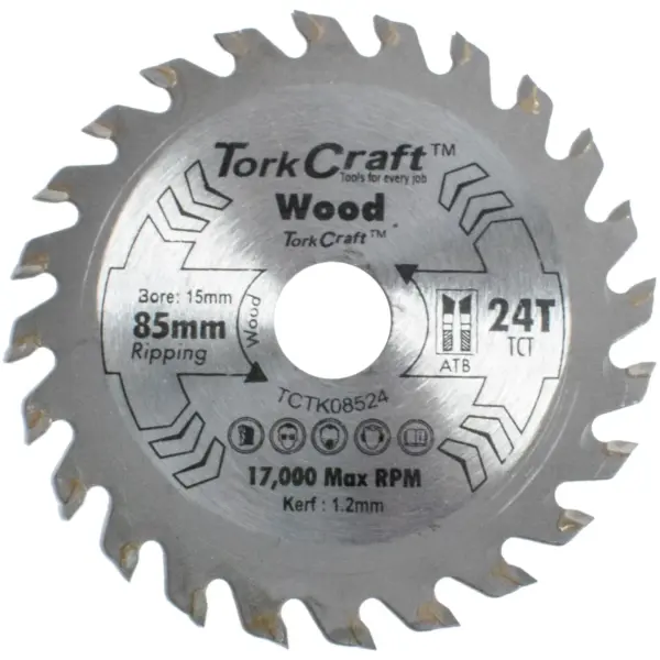 TCT SAW BLADE 85MM X 1.2MM X 15MM X 24T WOOD THIN KERF