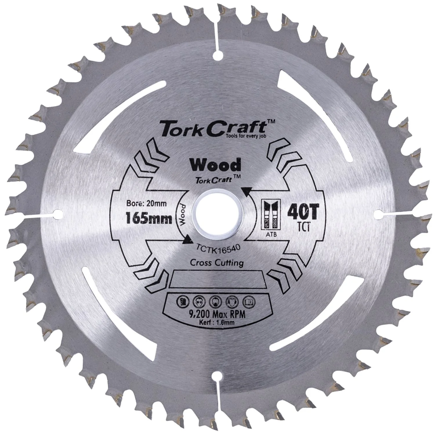 TCTK16540.webp TCT SAW BLADE 165MM X 1.6MM X 20MM X 40T WOOD THIN KERF - Image 1