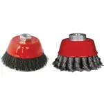 WIRE CUP BRUSH 75MM X M14 CRIMPED and KNOTTED SET 2PCE FOR115 ANGLE GRI