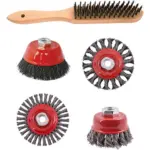 WIRE BRUSH ANGLE GRINDER KIT M14 CRIMPED and KNOTTED SET 5PCE HAND BRUSH
