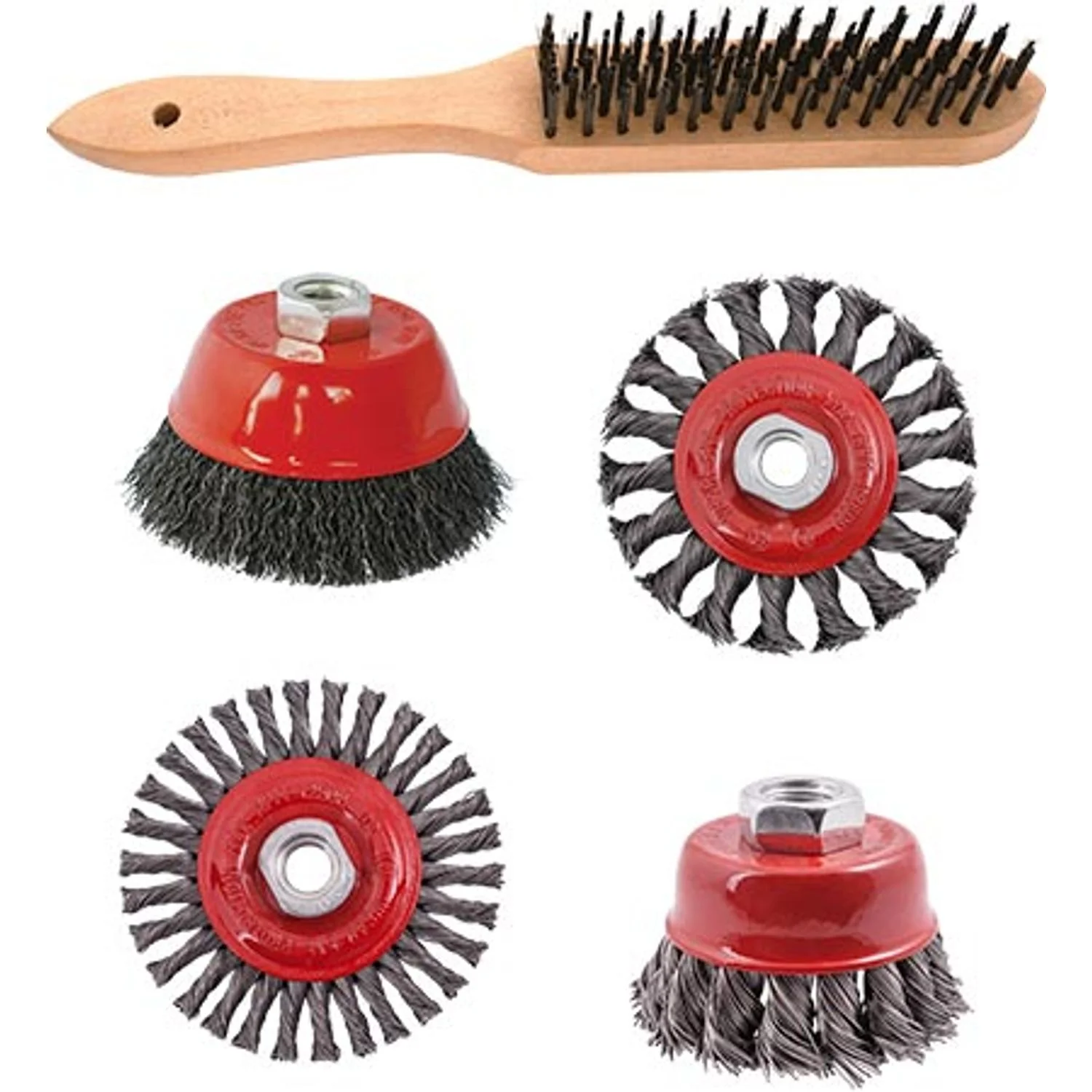 TCW006-3.webp WIRE BRUSH ANGLE GRINDER KIT M14 CRIMPED and KNOTTED SET 5PCE HAND BRUSH - Image 1