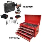 IMP DRILL DRIVER 20V 13MM and CANTILEVER TOOL BOX 254PC COMBO