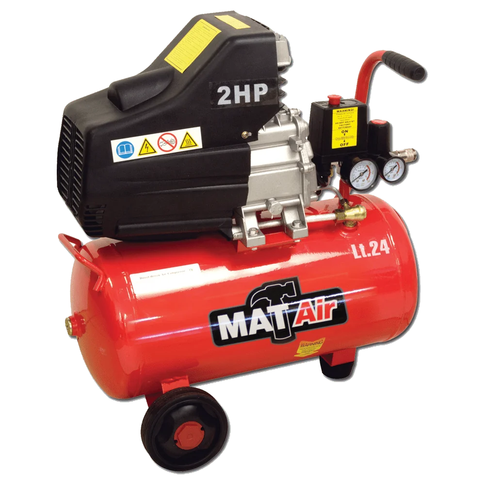air2000k.webp MATAIR COMPRESSOR KIT 24L 2HP +5PC S/GUN - Image 1