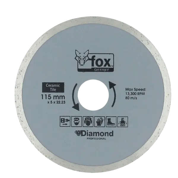 FOX DIAMOND BLADE CONTINUOUS RIM 115MM TILE PRO EA