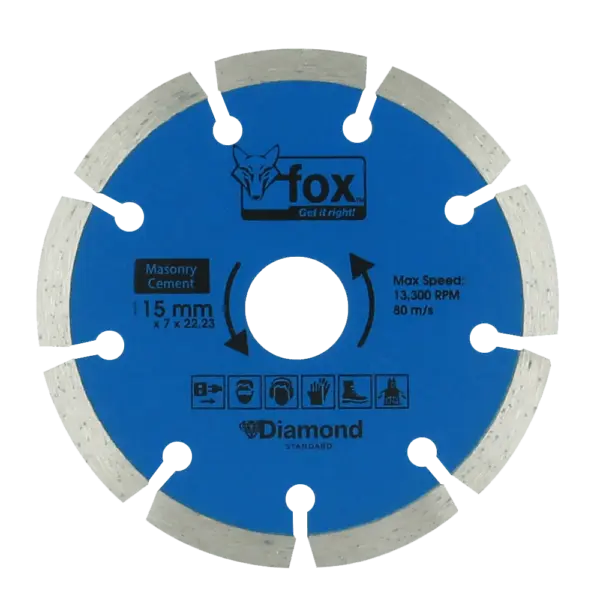 FOX DIAMOND BLADE SEGMENTED 115MM MASONRY STD EA