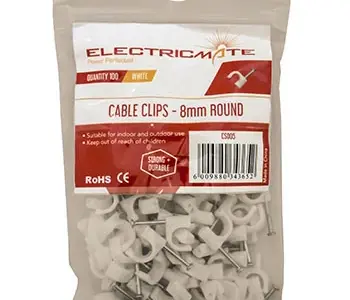 ELECTRICMATE CABLE SADDLE ROUND  8MM P/100