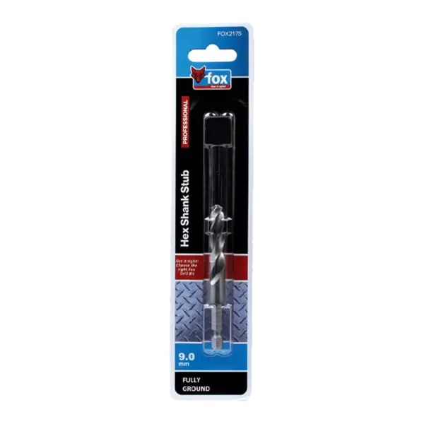 FOX DRILL STUB HSS HEX  9.0X84MM  EA XXX