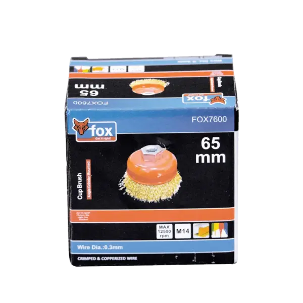 FOX WIRE CUP BRUSH CRIMPED M14  65MM(GRINDER)