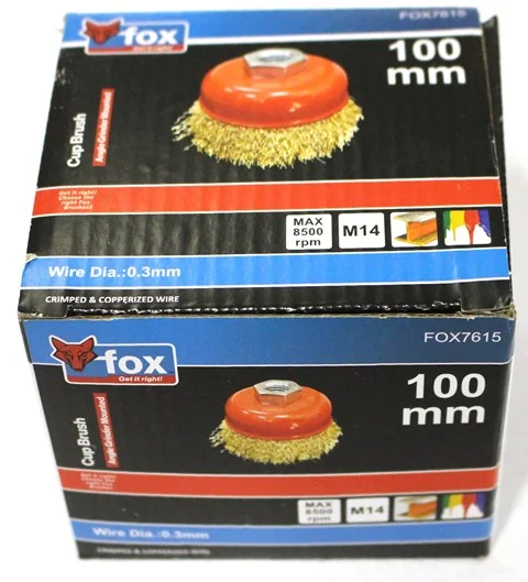 fox7615.webp FOX WIRE CUP BRUSH CRIMPED M14 100MM(GRINDER) - Image 1