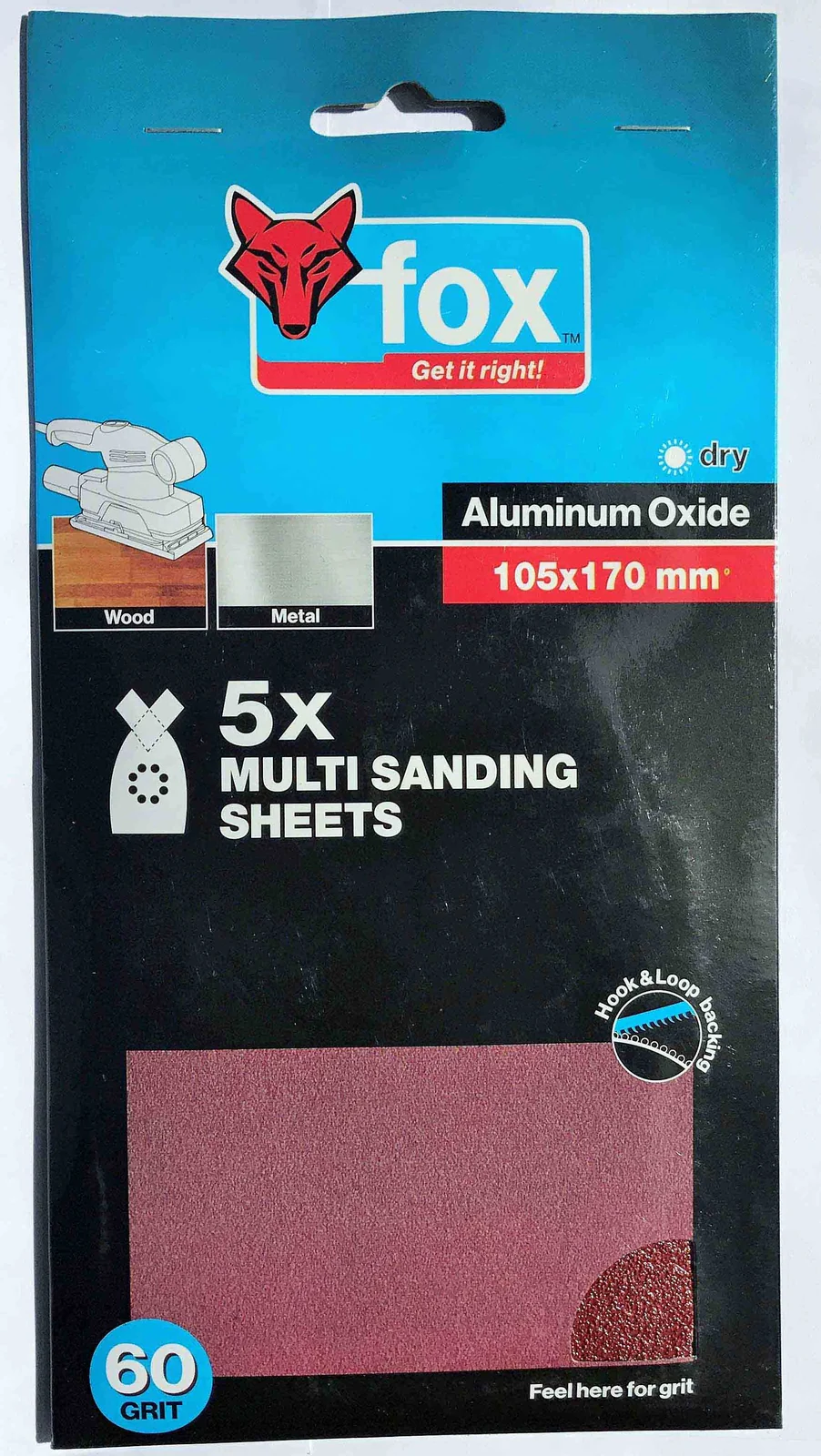 fox95055.webp FOX ABR MULTI SANDING SHEETS P60 P/5XXX - Image 1