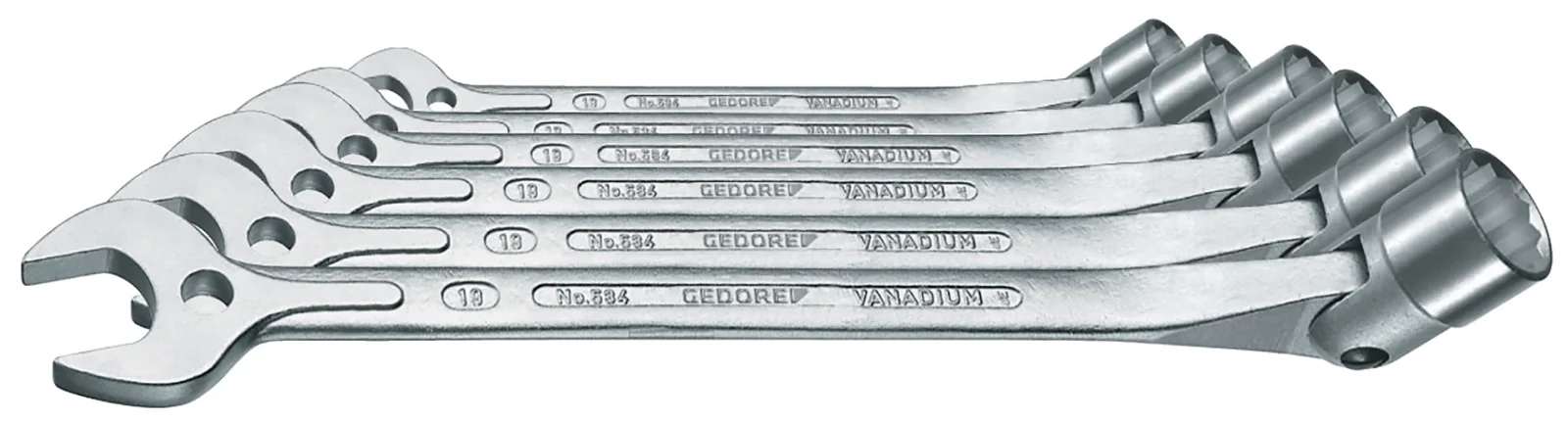 ged651389.webp GEDORE BLUE SPANNER SWIVEL OPEN SET P/6 534/6M - Image 1