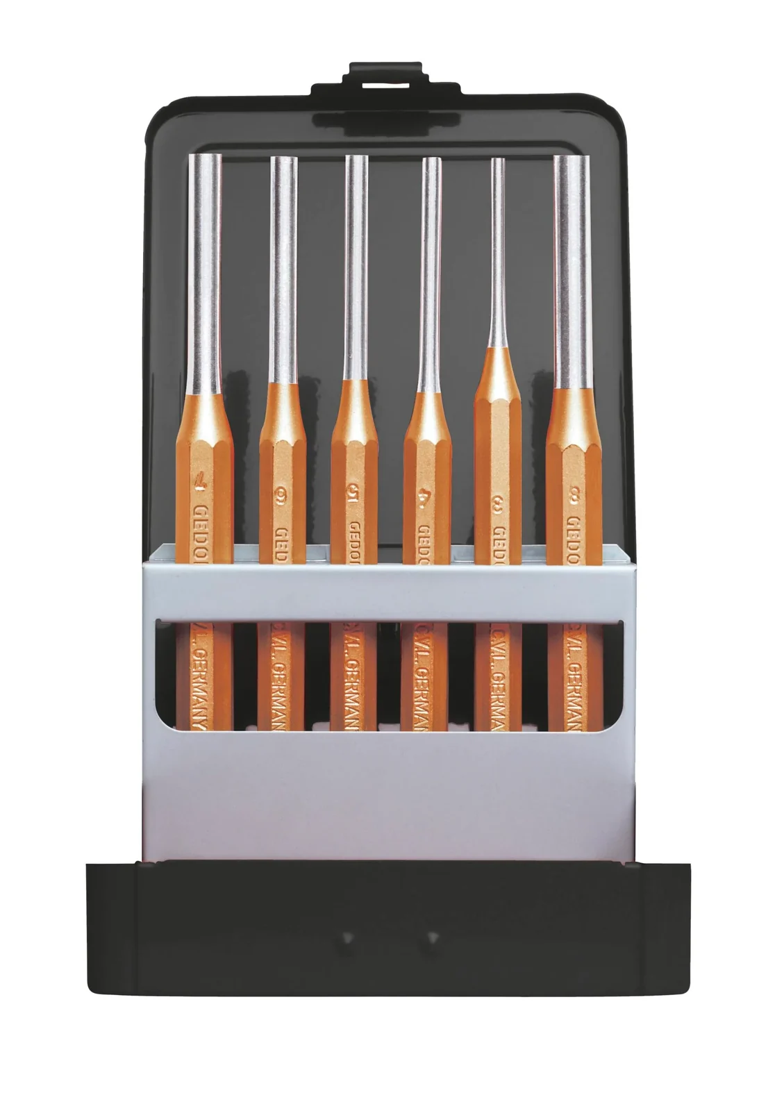 gedr90200006.webp GEDORE RED PIN PUNCH SET 3-8MM + CASE P/6 XXX - Image 1