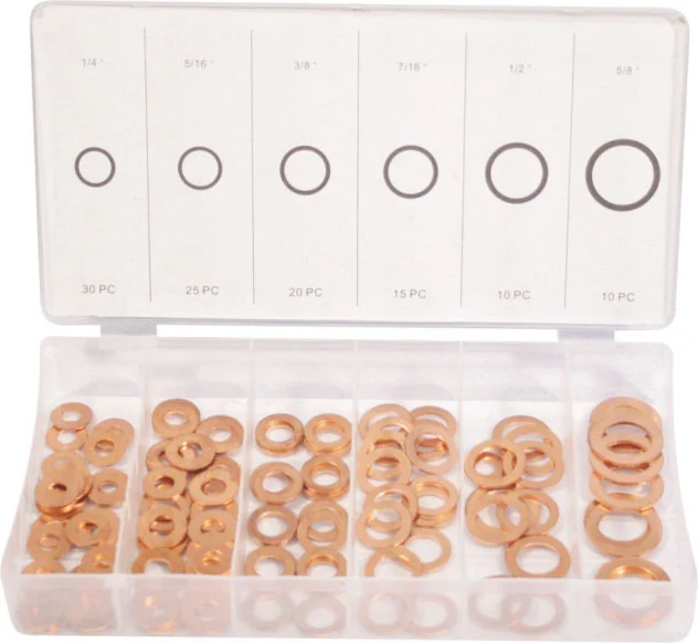 hon0216.webp MTS ASSORTED WASHERS FLAT COPPER 110PC - Image 1