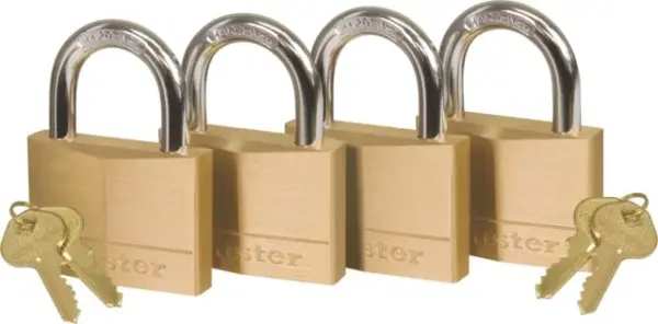 MASTERLOCK PADLOCK BRASS 30MM P/4 K/ALIKE 205772