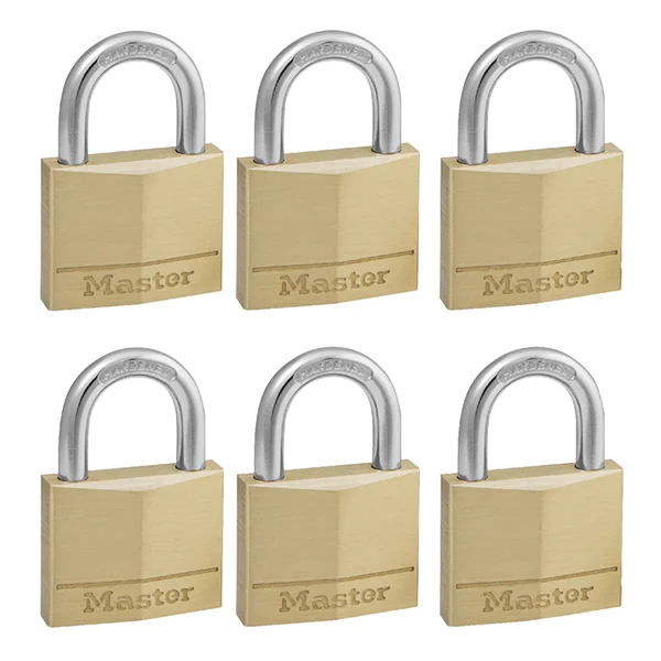 MASTERLOCK PADLOCK BRASS 40MM P/6 K/ALIKE 400020