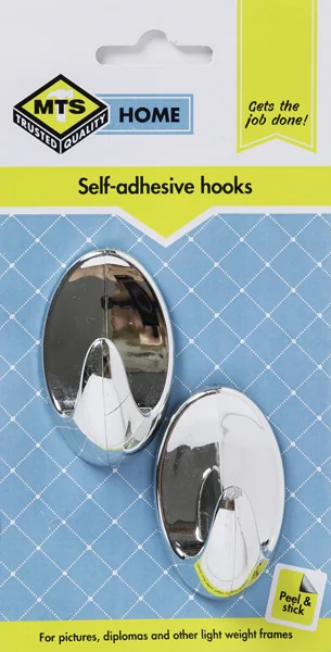 MTS HOME HOOK OVAL PVC SILVER MED P/2