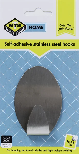 MTS HOME HOOK OVAL S/STEEL SILVER LARGE P/1
