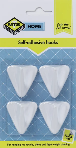 MTS HOME HOOK TRIANGULAR PVC WHITE LARGE P/4