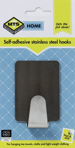 MTS HOME HOOK RECTANGLE S/STEEL SILVER LARGE P/1