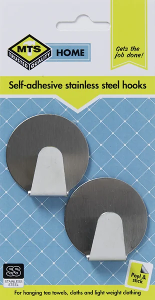 MTS HOME HOOK ROUND S/STEEL SILVER LARGE P/1
