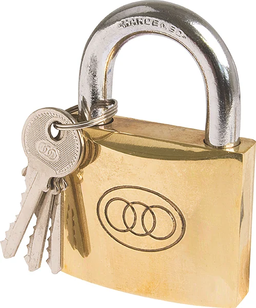 TRI-CIRCLE PADLOCK BRASS BOX KEY ALIKE 38MM 120